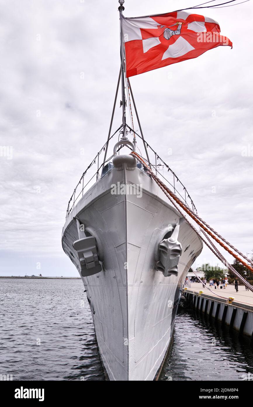 Polish sailing ship Dar Pomorza at the Baltic Sea in Gdynia, Gulf of Gdansk, Poland, Europe. Stock Photo
