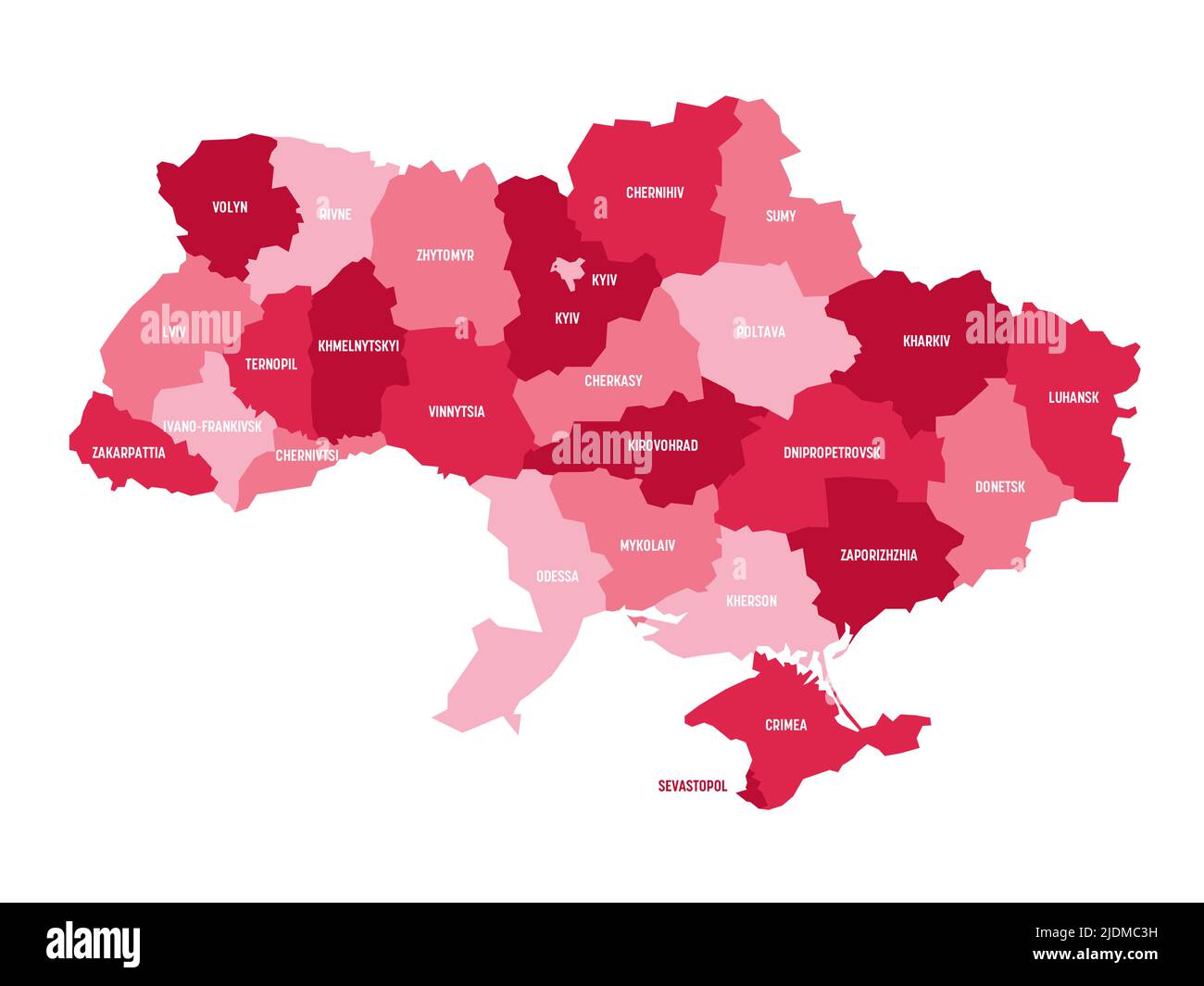 Ukraine - administrative map of oblasts Stock Vector Image & Art - Alamy
