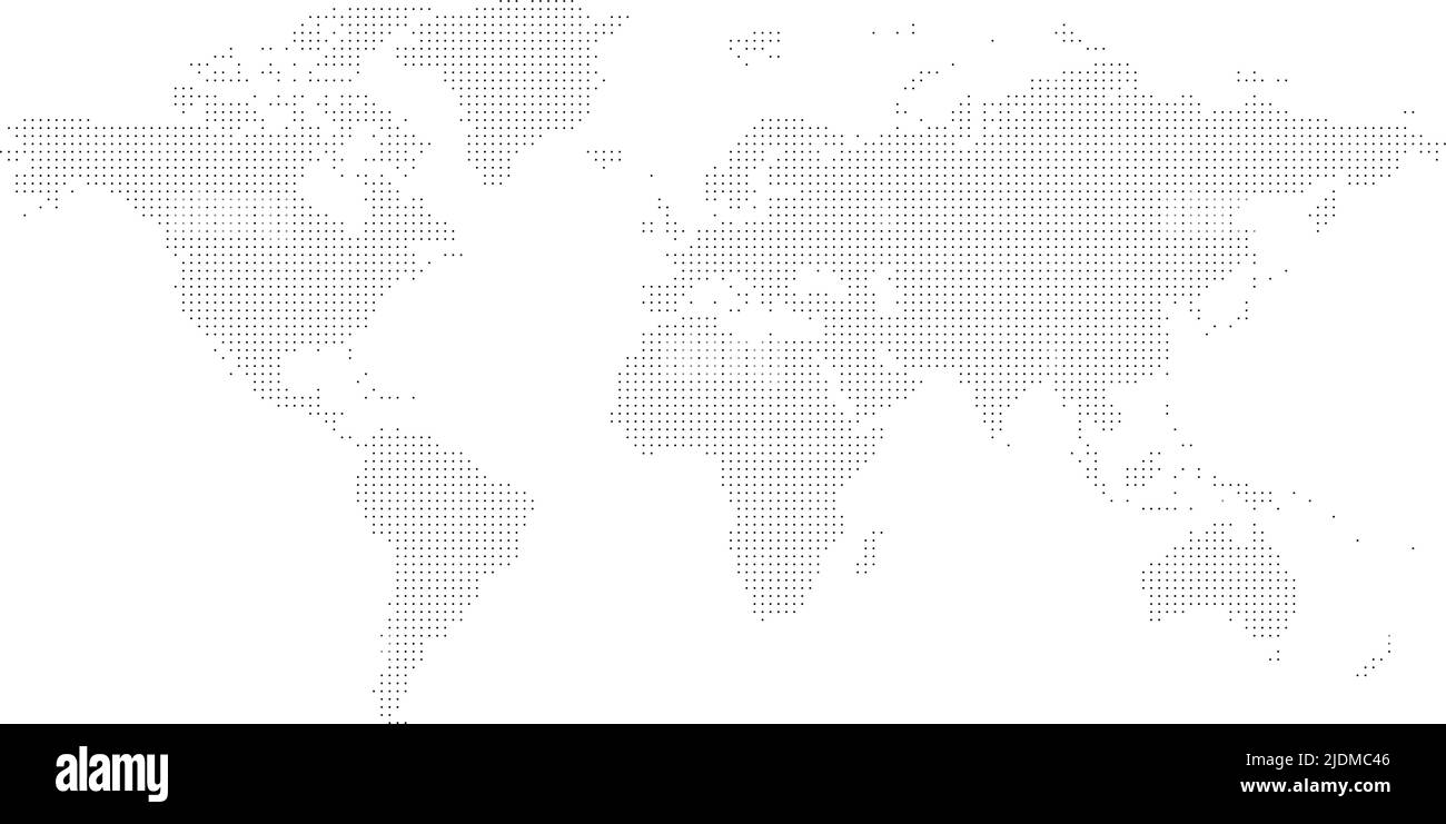 Dotted map of World. Small black dots on white background Stock Vector ...