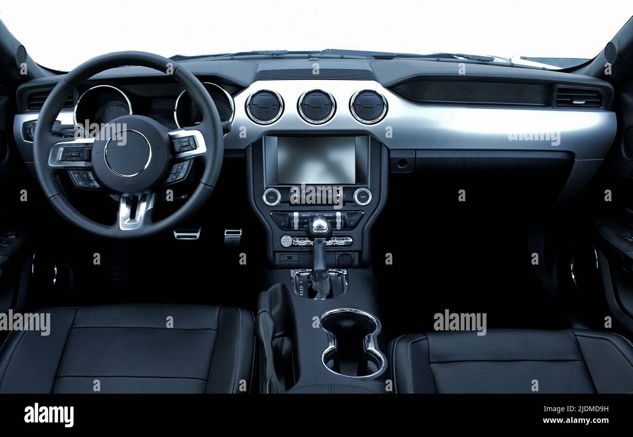 All Buttons And Electronic Controls On A Front Panel Inside Modern Car Stock Photo