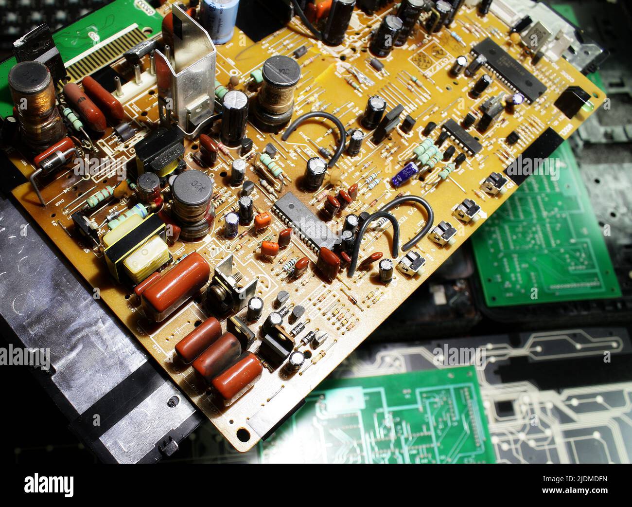 Repair Printed Electronic Board At Microchips And Semiconductors Crisis Stock Photo