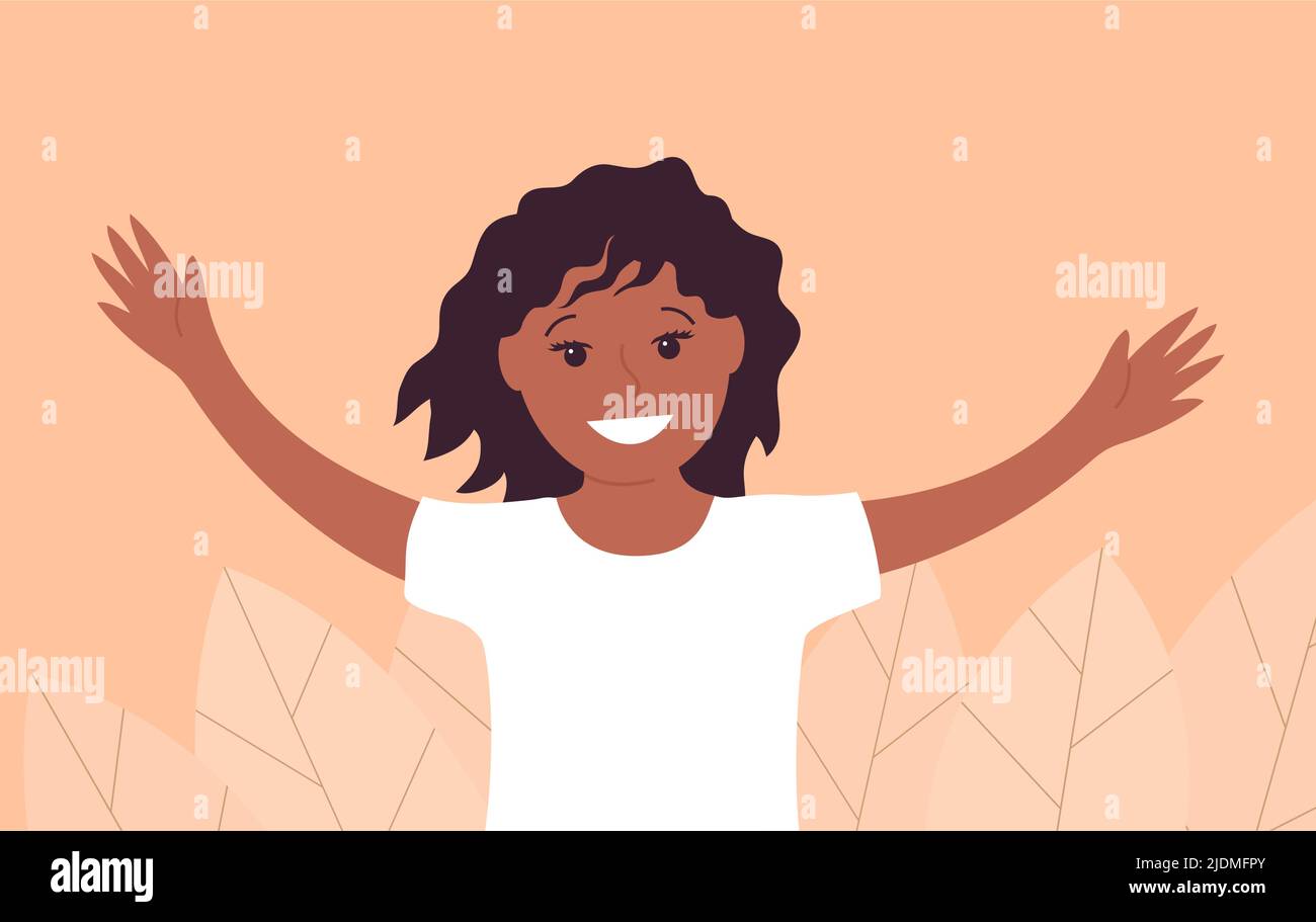 Portrait of a little happy african american girl. A smile on his face