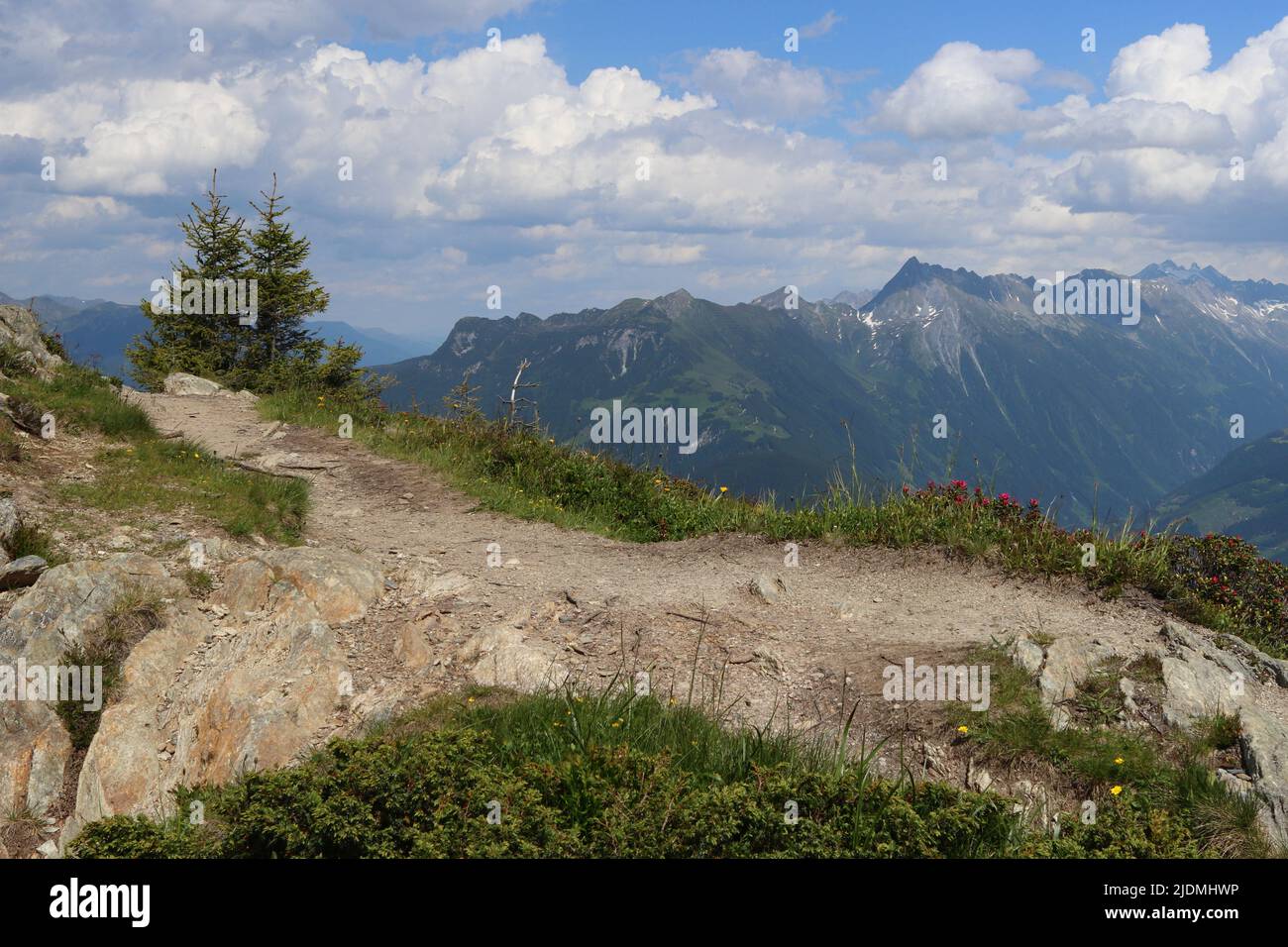 Penken mountain, view over the Zillertal Alps near finkenberg in Austria Stock Photo