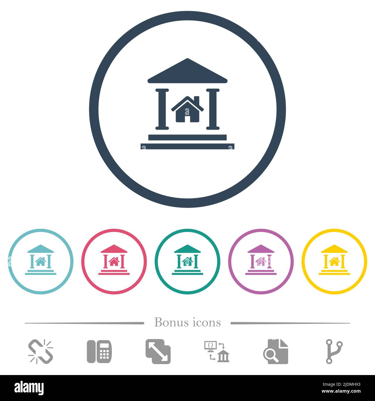 Real estate loan flat color icons in round outlines. 6 bonus icons ...
