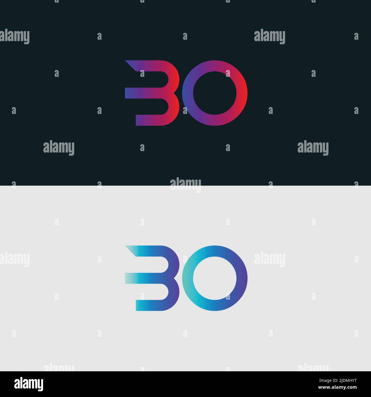 Alphabet letter icon logo BO Stock Vector