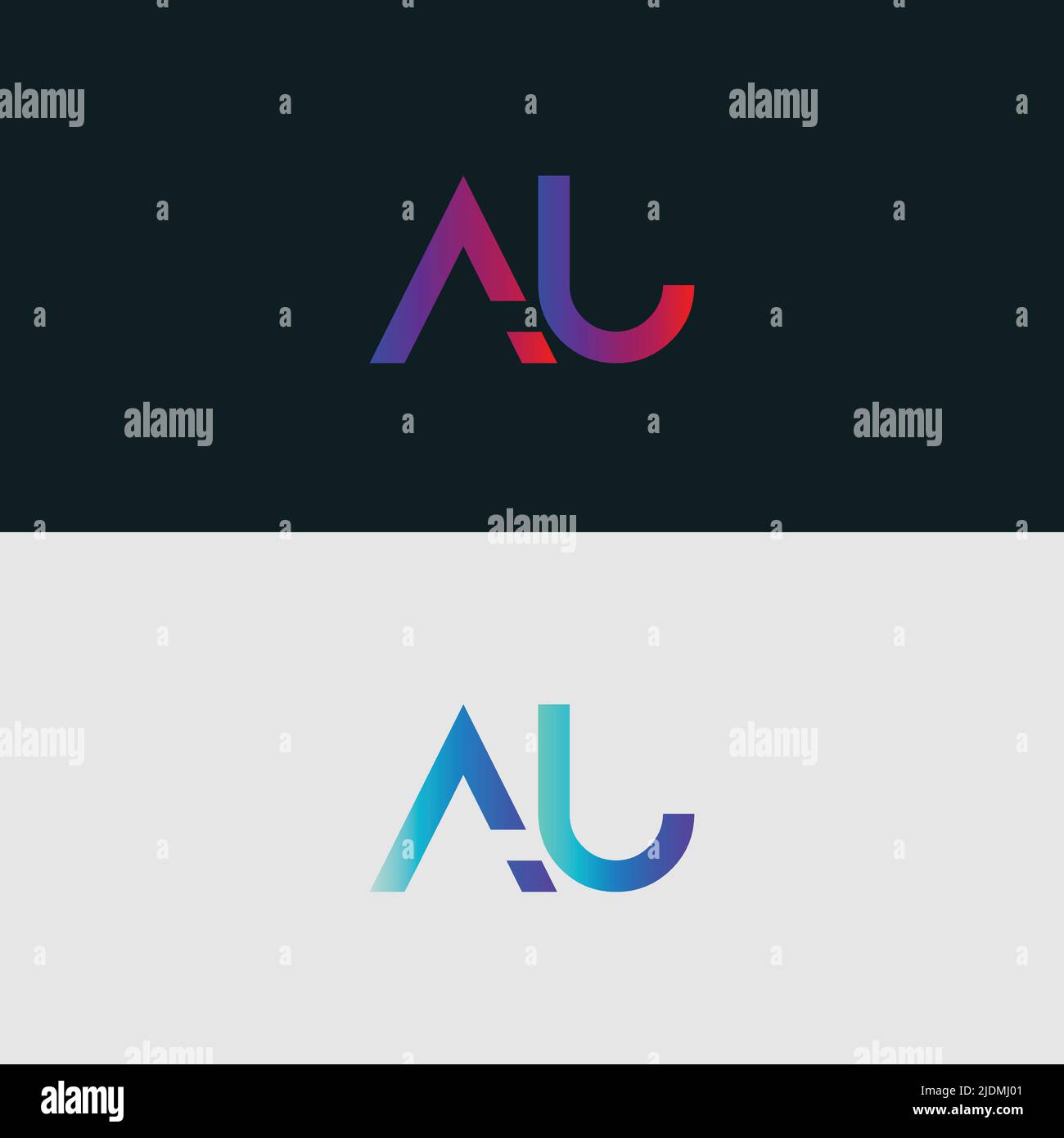 Alphabet letter icon logo AU Stock Vector