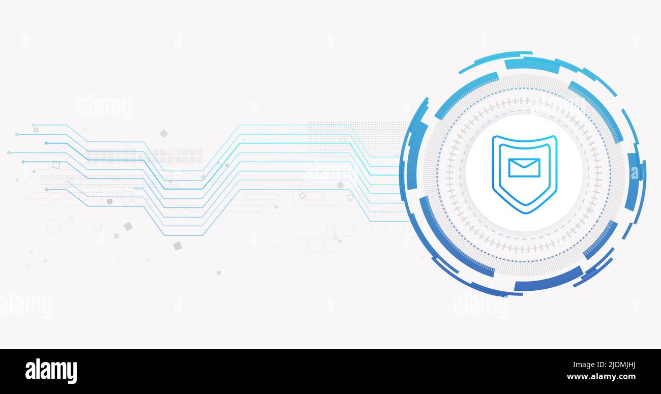 Image of network of connections and envelope with shield on white ...