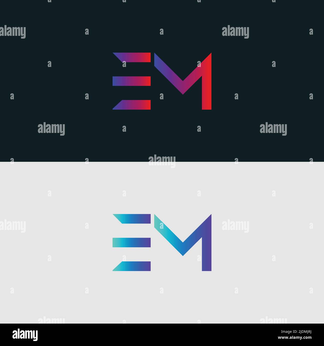 Initial Alphabet letter Logo icon EM, colorful vibrant gradient color ...
