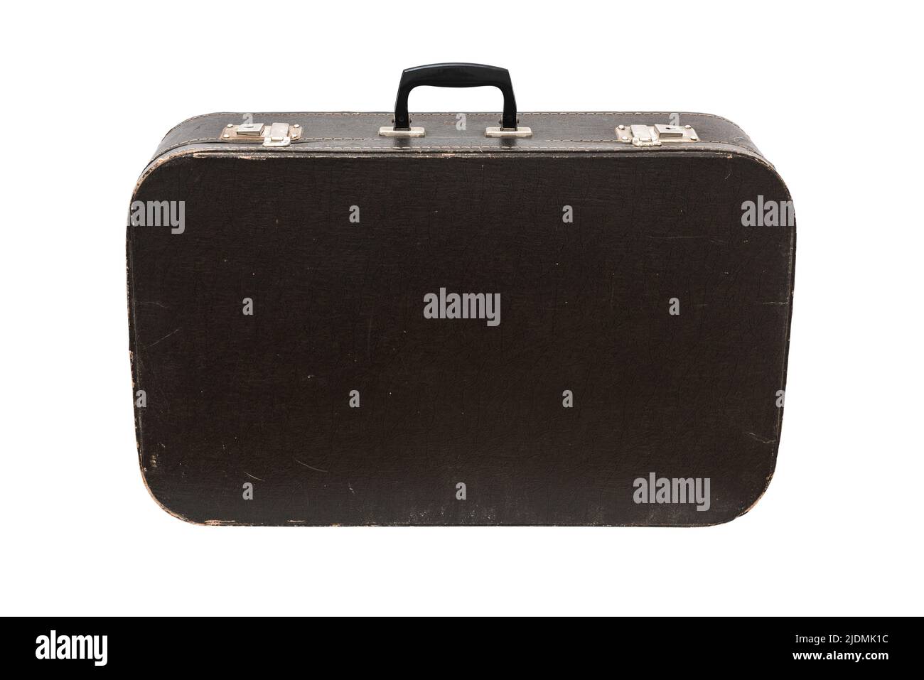 Old leather vintage suitcase isolated on white Stock Photo