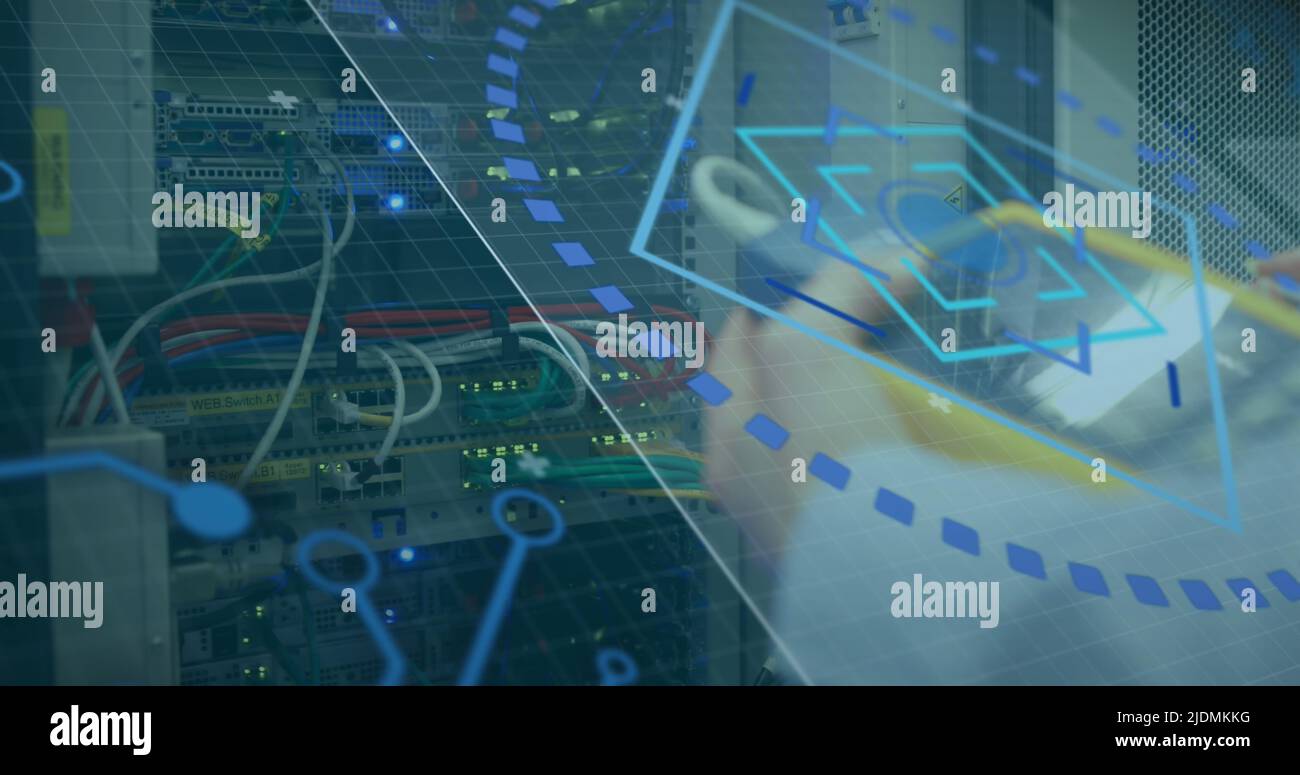 Image of data processing over servers Stock Photo