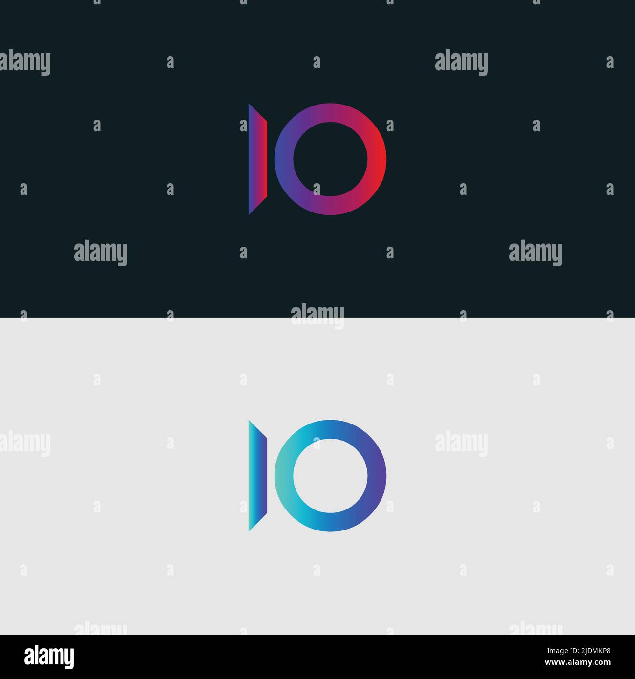 Initial Alphabet letter Logo icon IO, colorful vibrant gradient color ...