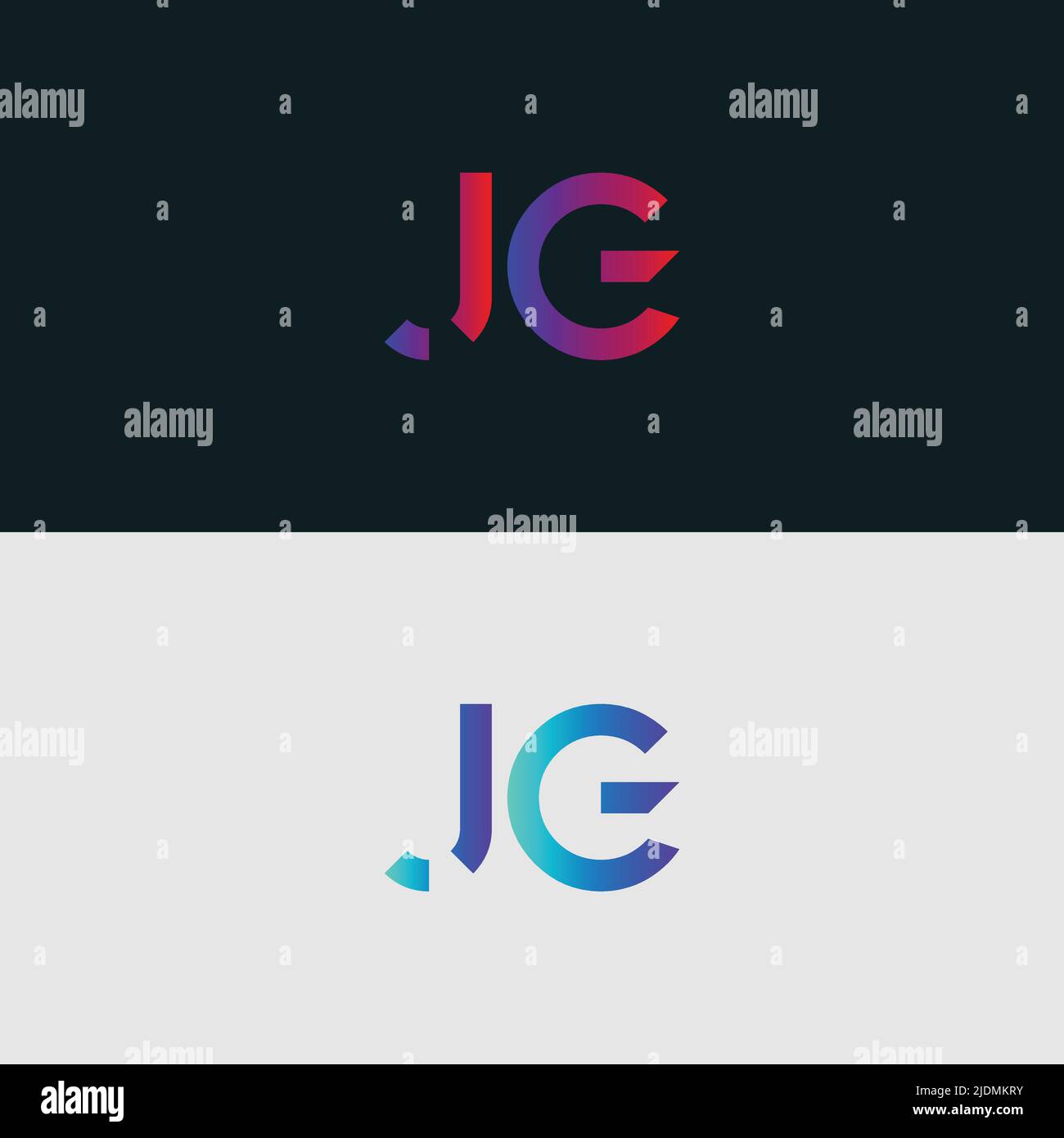 Initial Alphabet letter Logo icon JG, colorful vibrant gradient color ...