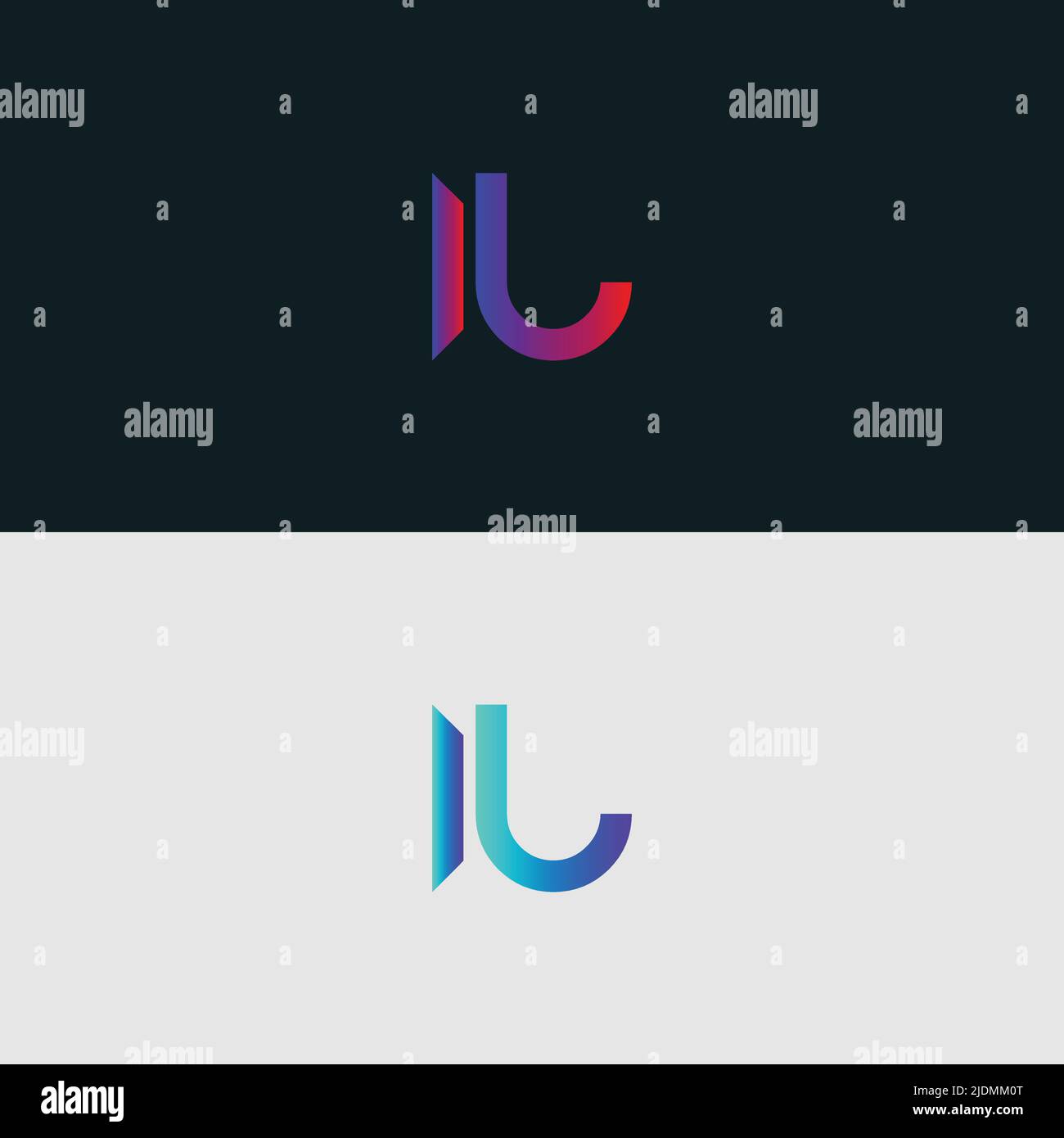 Initial Alphabet letter Logo icon IU, colorful vibrant gradient color trendy logos Stock Vector