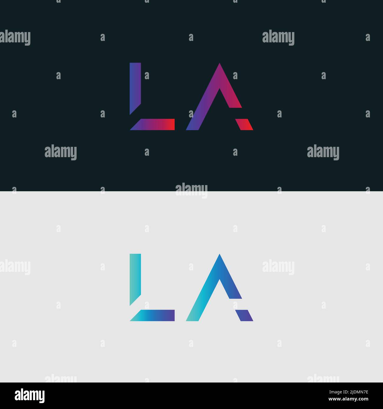 Initial Alphabet letter Logo icon LA, colorful vibrant gradient color ...