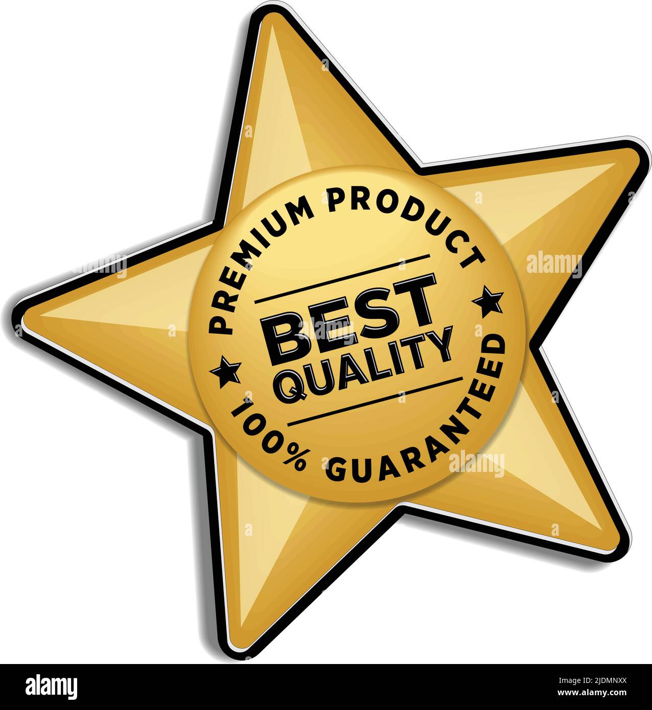 Gold Star Quality Guarantee. Vector illustration isolated on