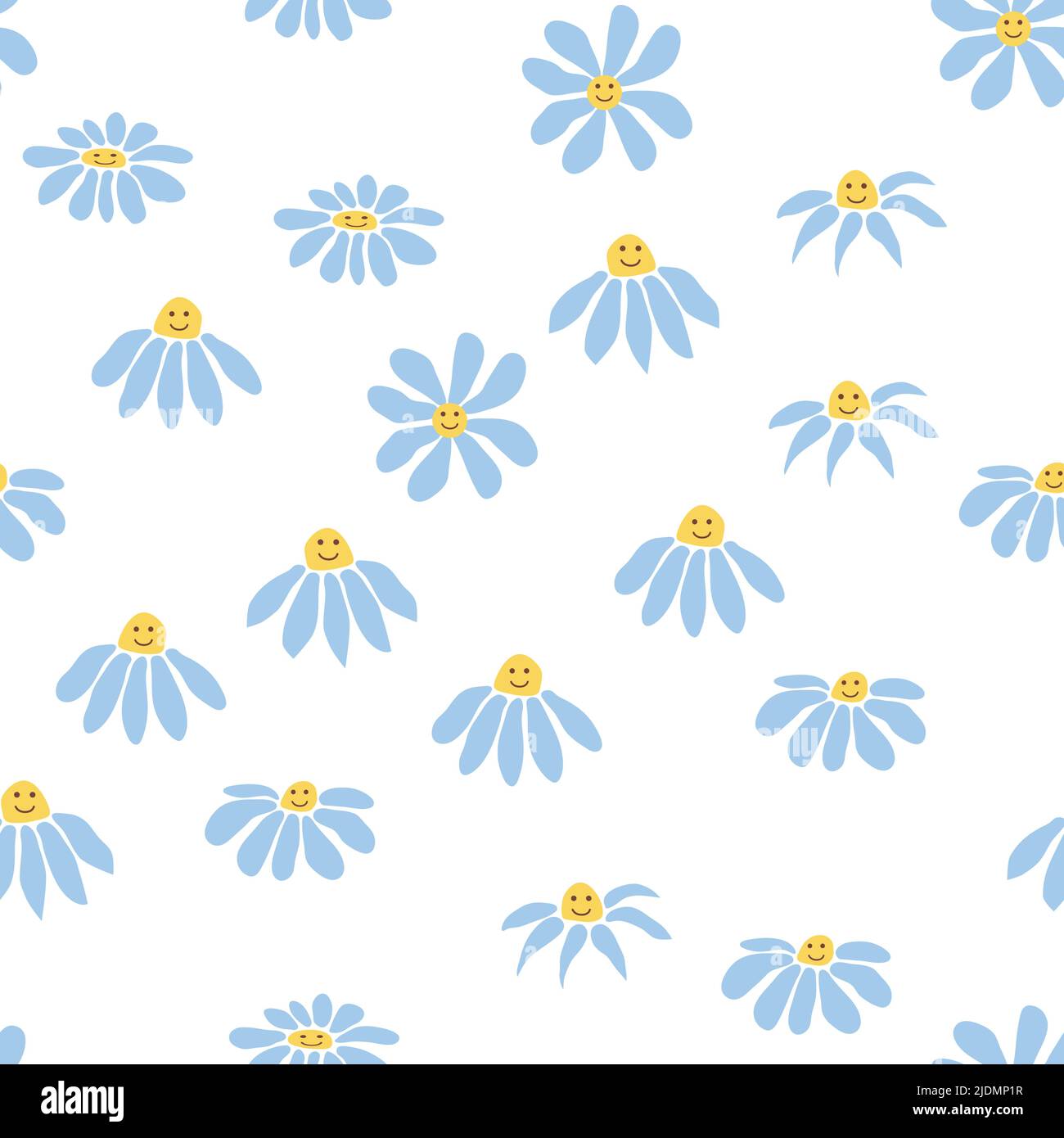 Groovy daisy retro seamless pattern. Retro Smile Chamomile. 70s vibe ...