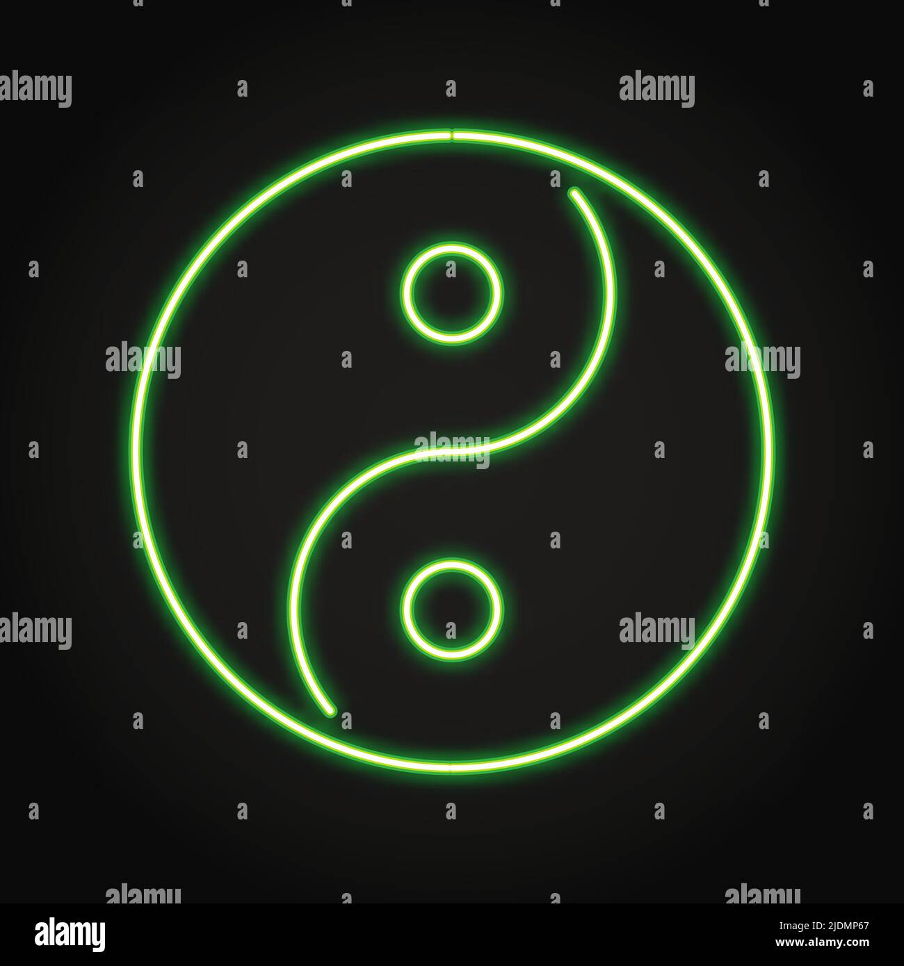 Yin yang neon icon in line style. Eastern symbol of harmony and balance ...