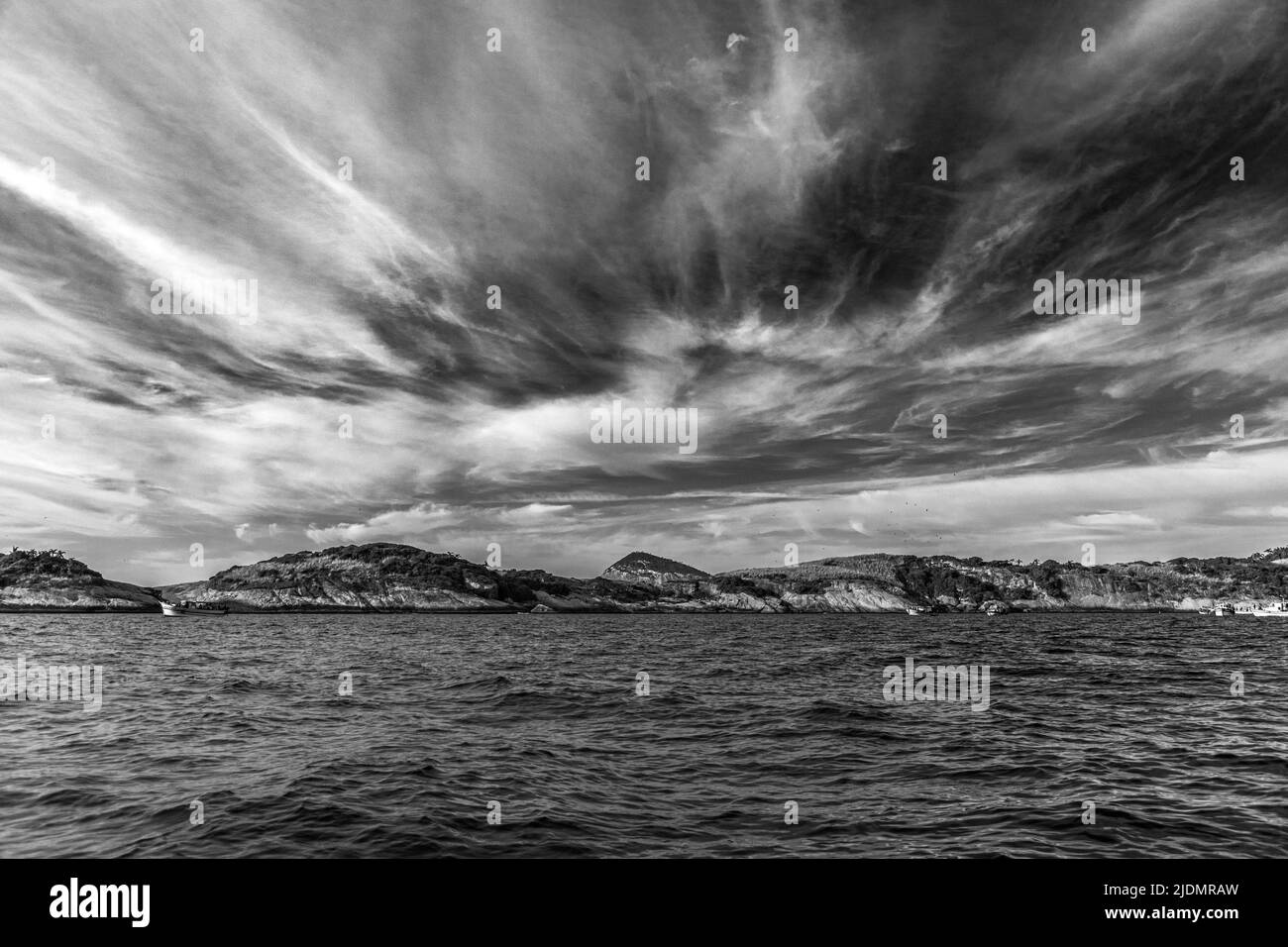 Clouds over the islands in black and white Stock Photo