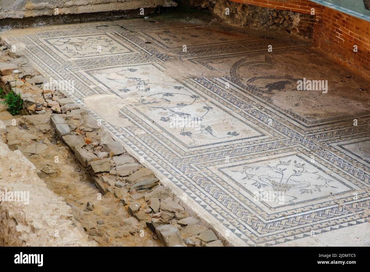 Spain, Astorga, Castilla y Leon. Roman Mosaics. Stock Photo