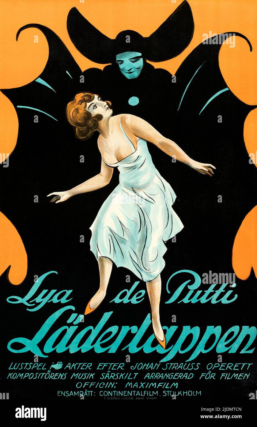 Läderlappen - Die Fledermaus (Maximfilm, 1923) Swedish movie poster. Lya de Putti. Stock Photo