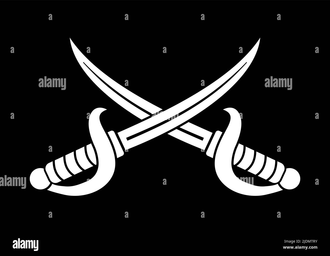 Cross cutlass for pirate eye patch or flag badge vector illustration. Stock Vector