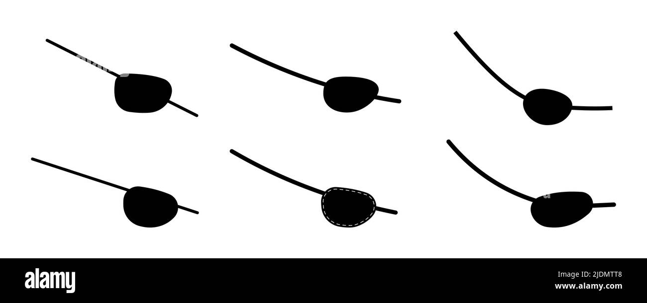 Pirate eye patch or blindfold ophthalmology injury mask set vector