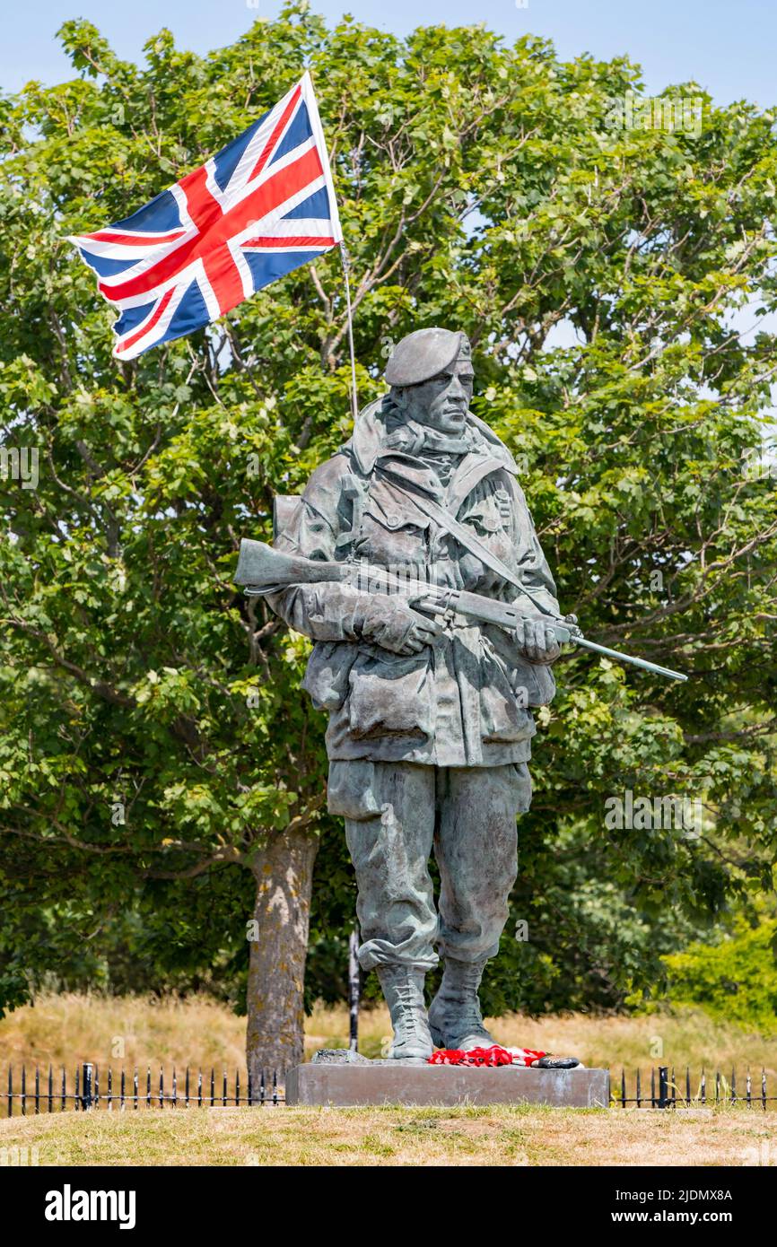 Royal Marines Yomper Memorial at the former Eastney Barracks in Portsmouth, UK on the 21st June 2022. Stock Photo