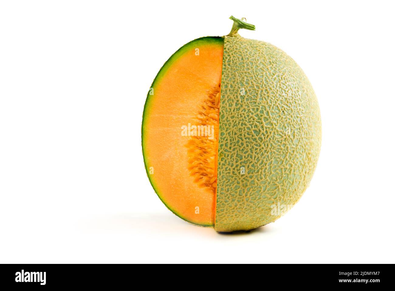 Half of japanese melons, orange melon or cantaloupe melon with seeds