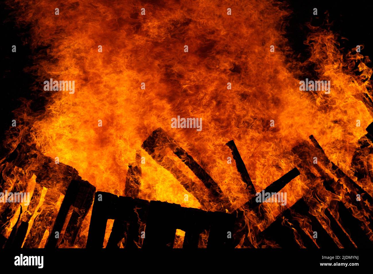 Fire flames background. Red hot flames of fire Stock Photo