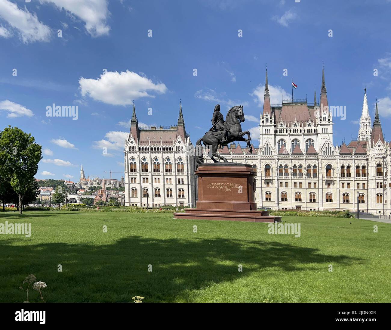 Statue of Francis II Rákóczi in front of the Hungarian Parliament Building in Budapest, Hungary Stock Photo