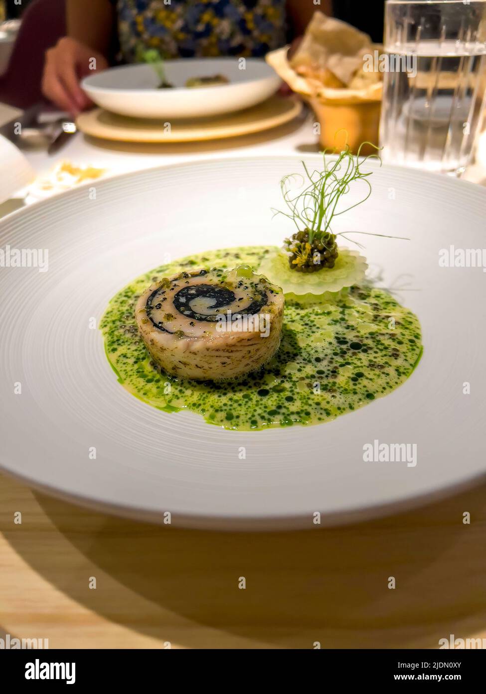 Michelin star restaurant fish course from the taster menu Stock Photo