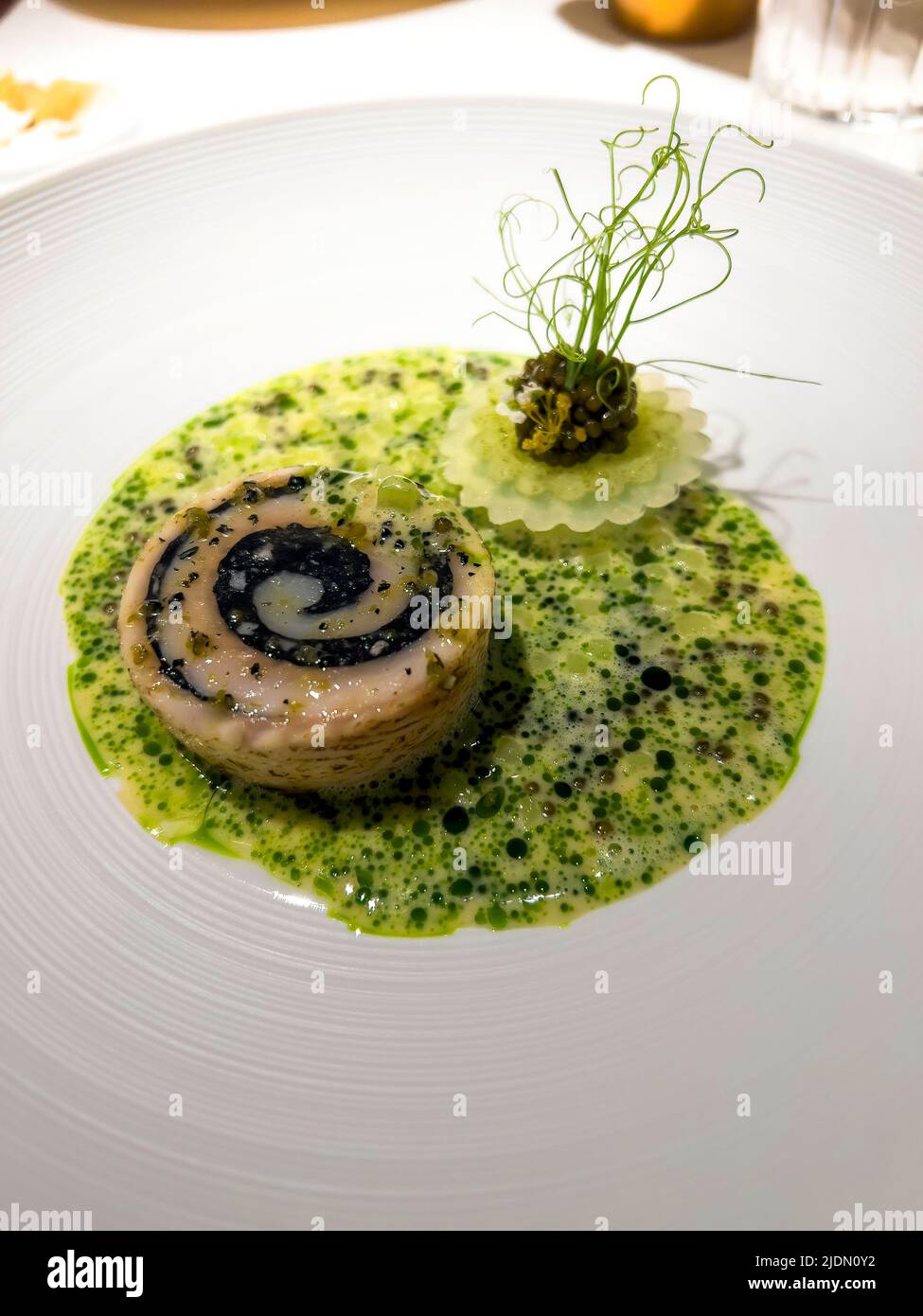 Michelin star restaurant fish course from the taster menu Stock Photo