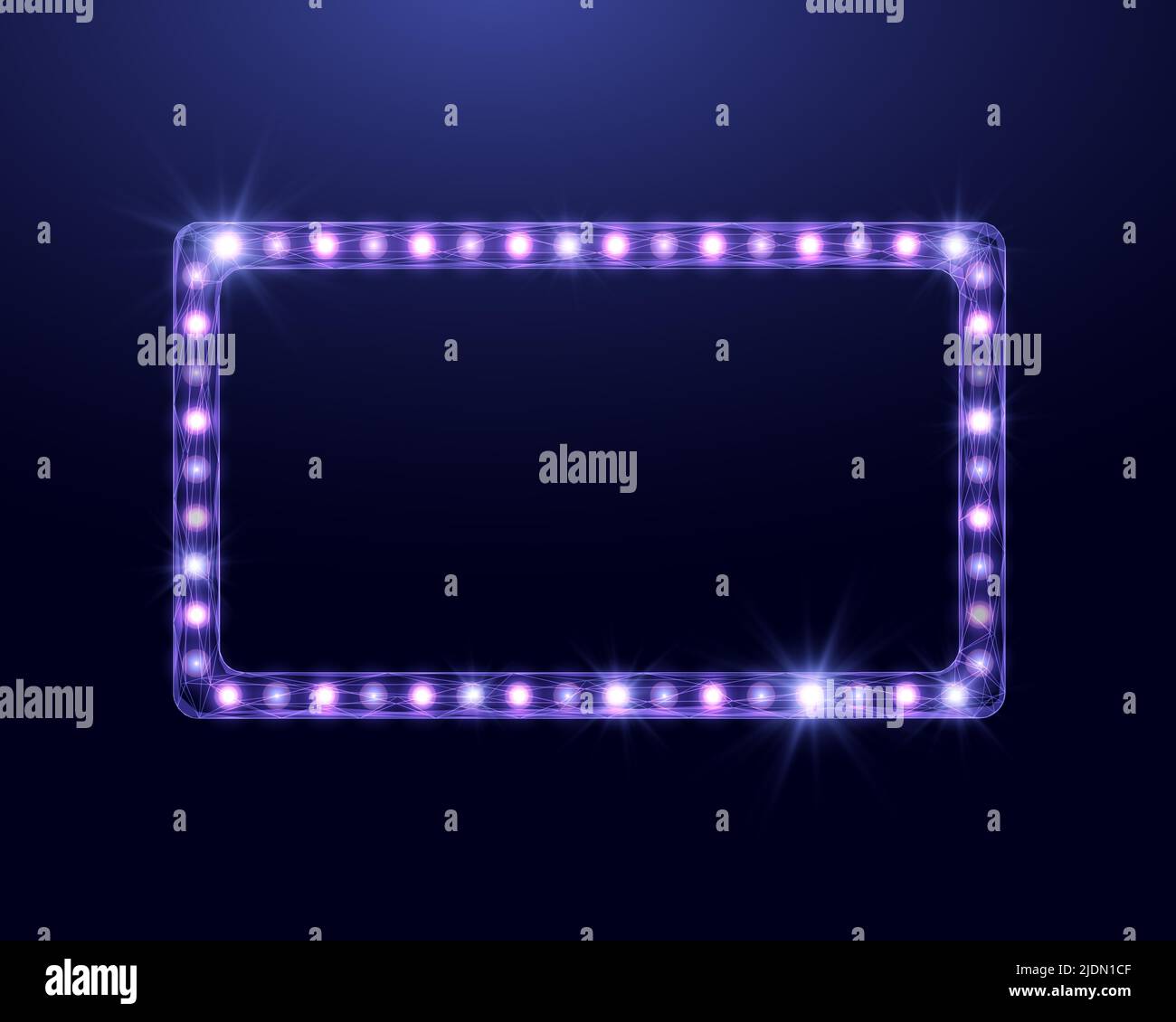 Wireframe light billboard, low poly style. Abstract modern 3d vector illustration on dark blue background. Stock Vector