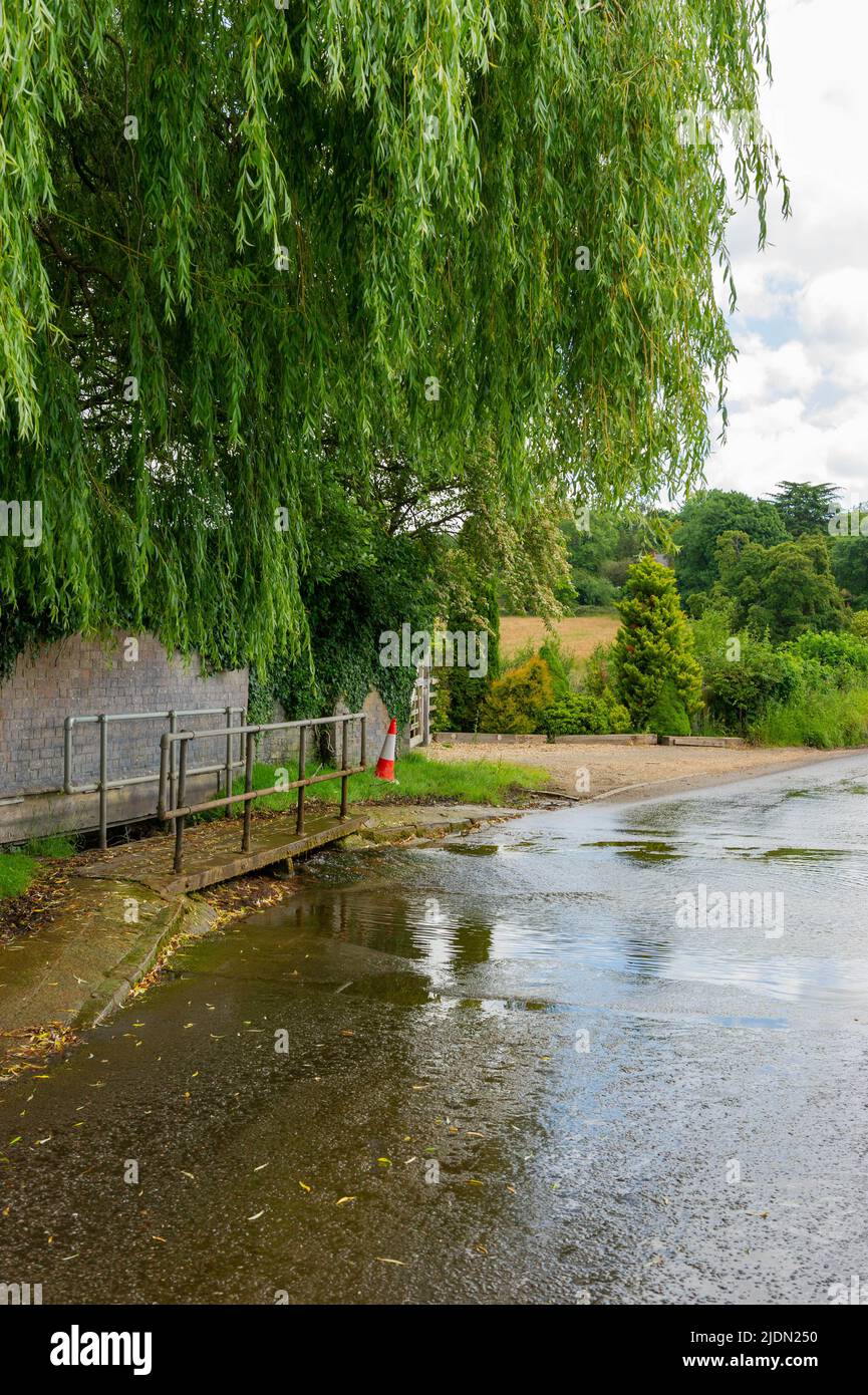 The Mill Lane Ford crossing the River Misbourne at Chalfont St Giles, Buckinghamshire, England Stock Photo