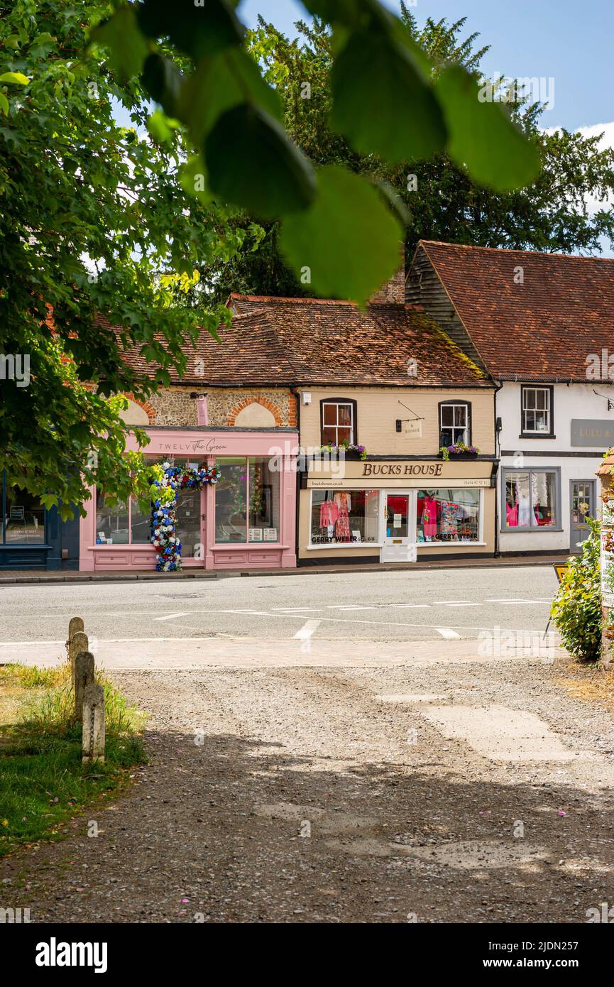 Shops on the High Street at Chalfont St Giles, Buckinghamshire, England Stock Photo