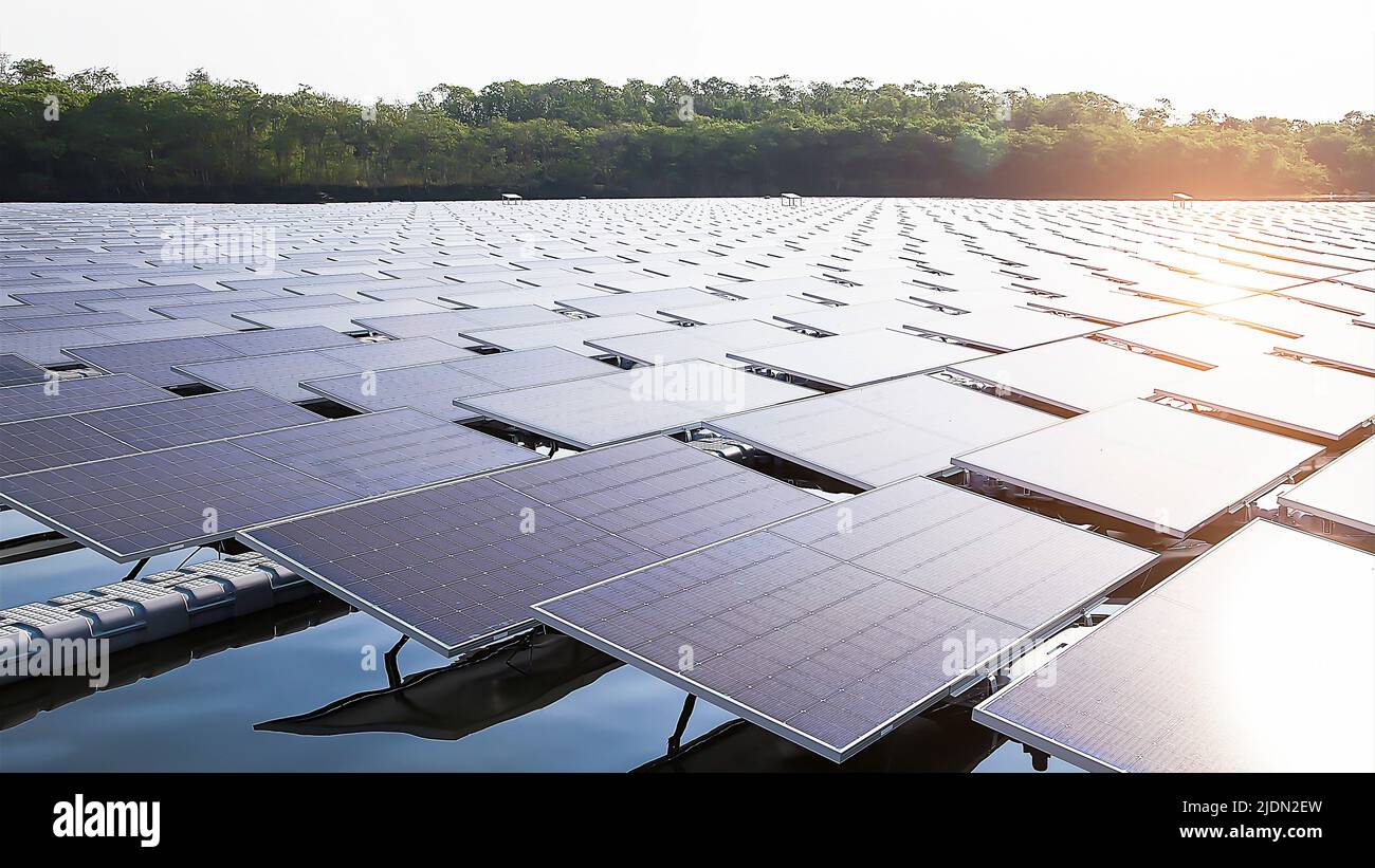 floating solar power station renewable energy concept Stock Photo