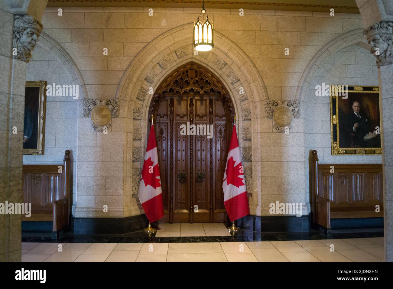 Main door to the House of Commons of Canada. Ottawa. Stock Photo