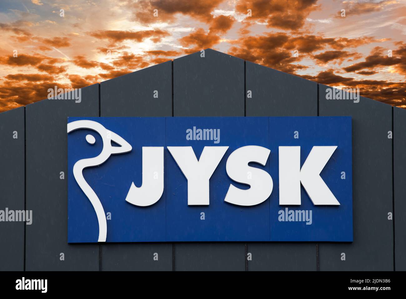 Filiale der Firma JYSK, auch Dänisches Bettenlager Stock Photo