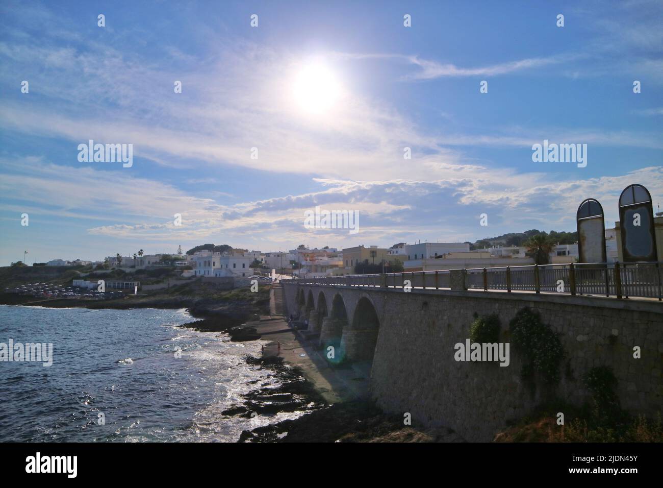 Sunset over Santa Maria di Leuca, a seaside town in southern Italy. Stock Photo