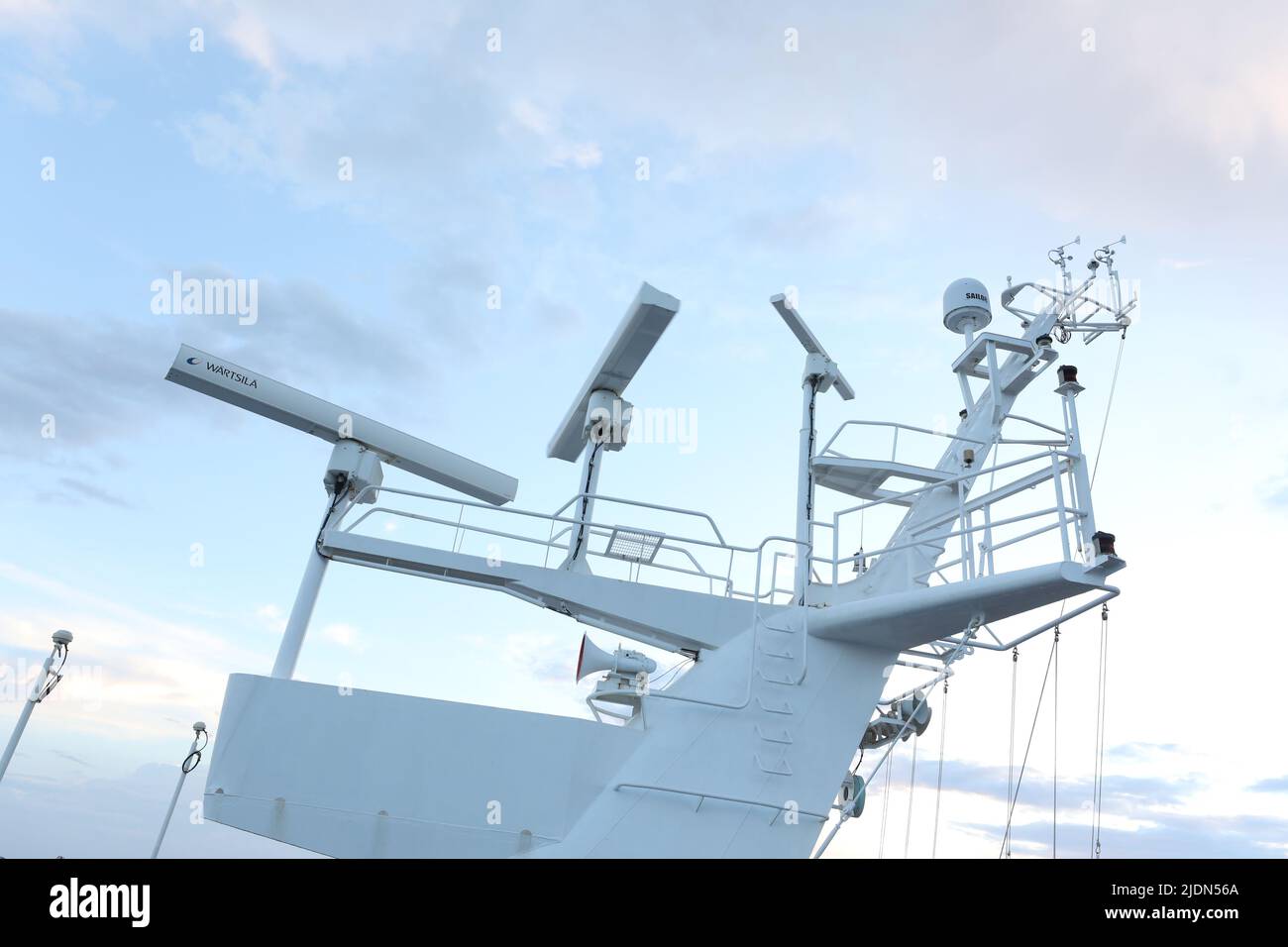 Radar of a ship, ship radar for safe passage on the sea Stock Photo Alamy