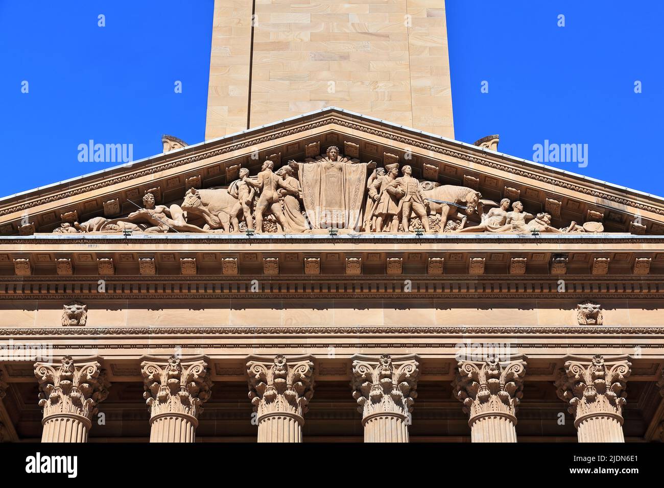 City Hall building tympanum facing King George Square. Brisbane-Australia-005 Stock Photo