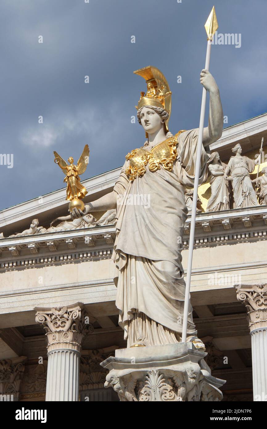 statue of athena in front the parliament in vienna (austria Stock Photo statue of athena in front the parliament in vienna (austria Stock Photo
