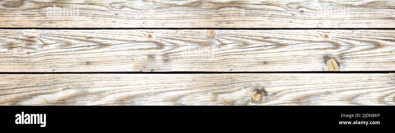 Wood background texture, close up view. Pine wooden board natural color horizontal planks, banner. Building wall, fence or floor Stock Photo