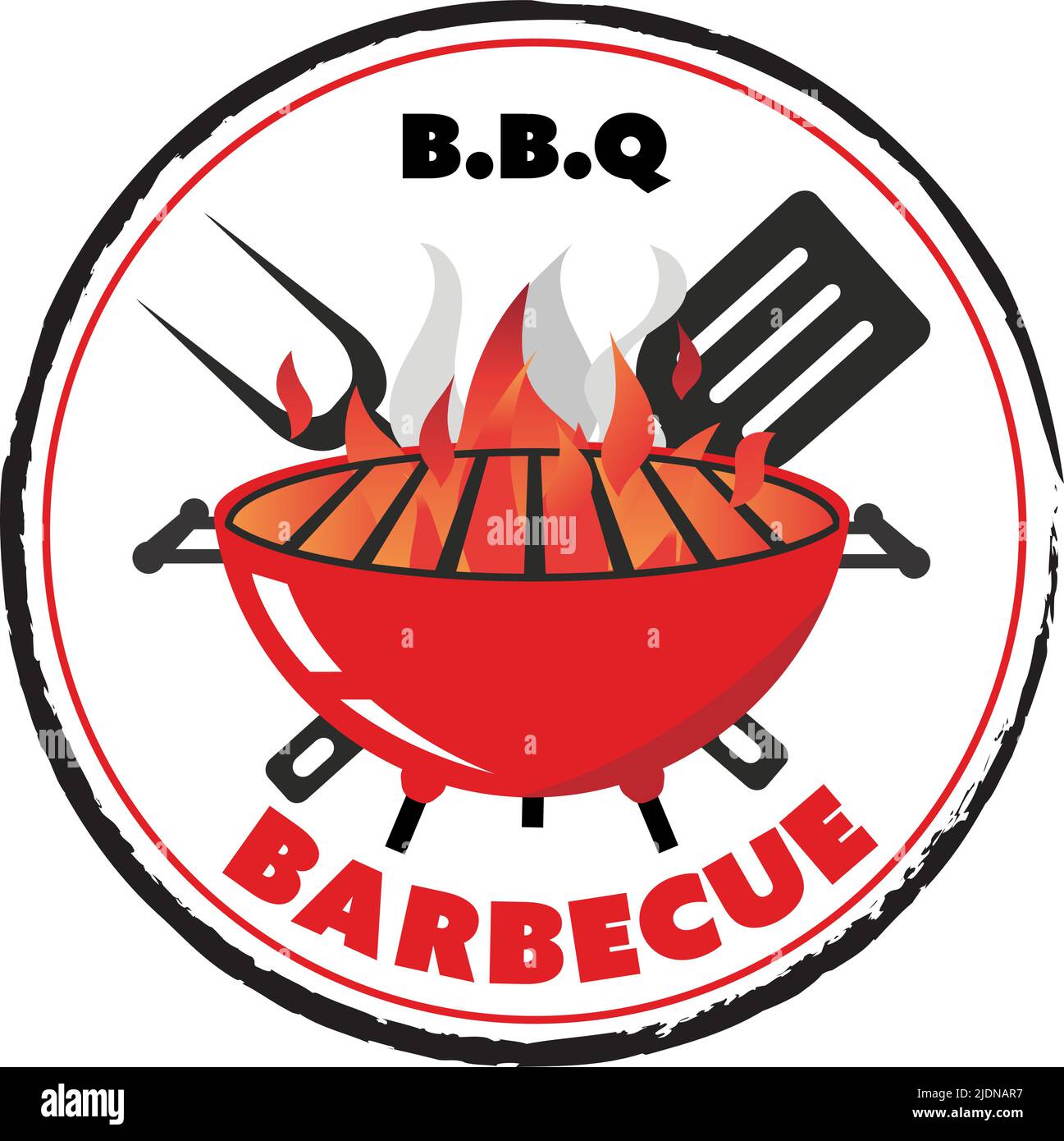 Charcoal BBQ Grill appliance hobby cooking vector icon illustration