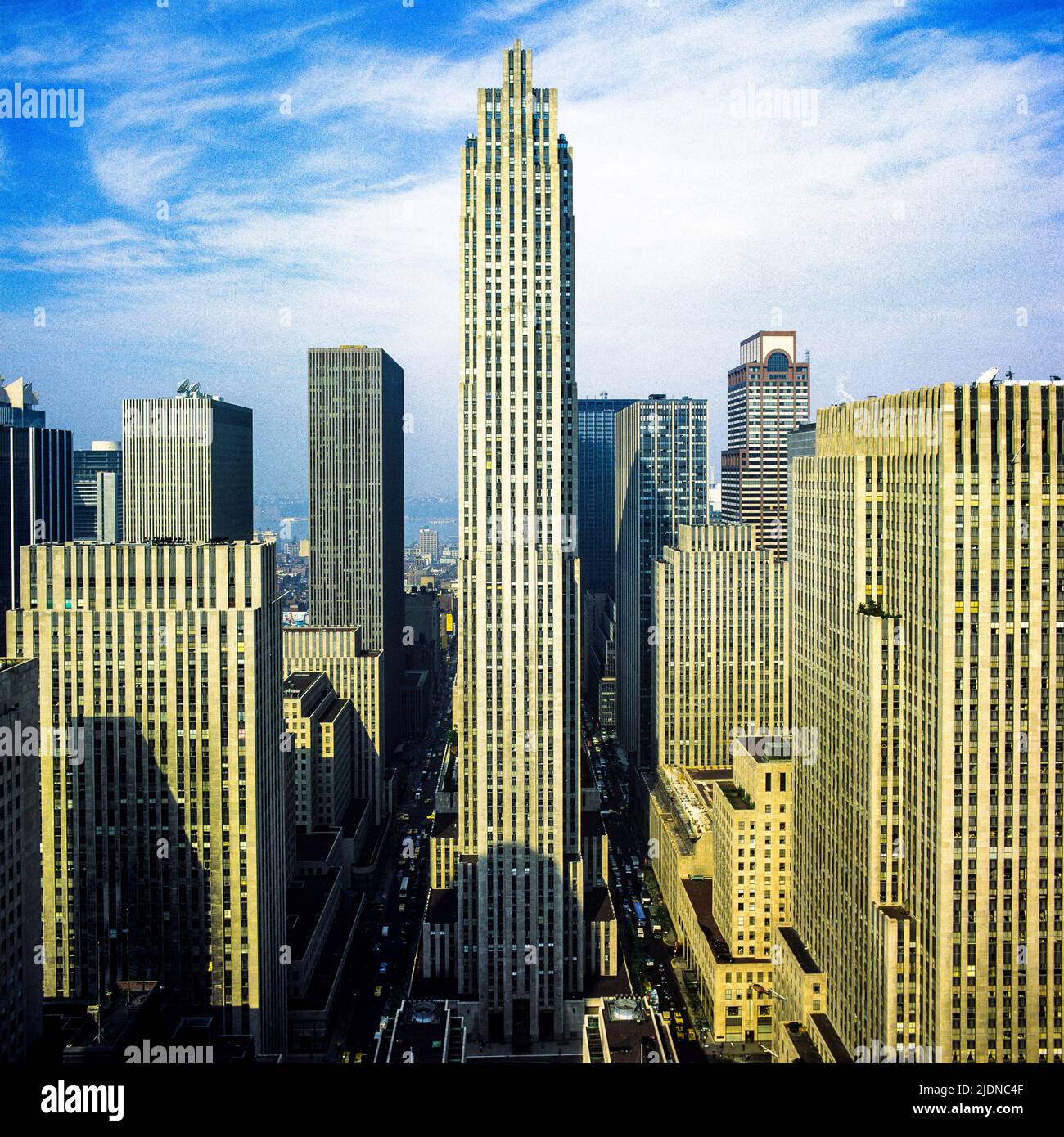 New York 1980s, Rockefeller Center buildings, Manhattan midtown, New York City, NYC, NY, USA, Stock Photo