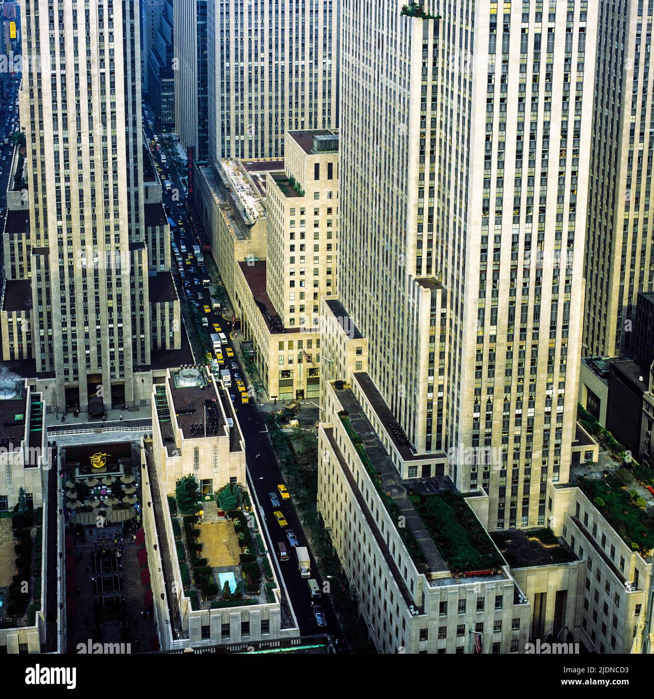 New York 1980s, midtown skyscrapers around Rockefeller Center, Manhattan midtown, New York City, NYC, NY, USA, Stock Photo