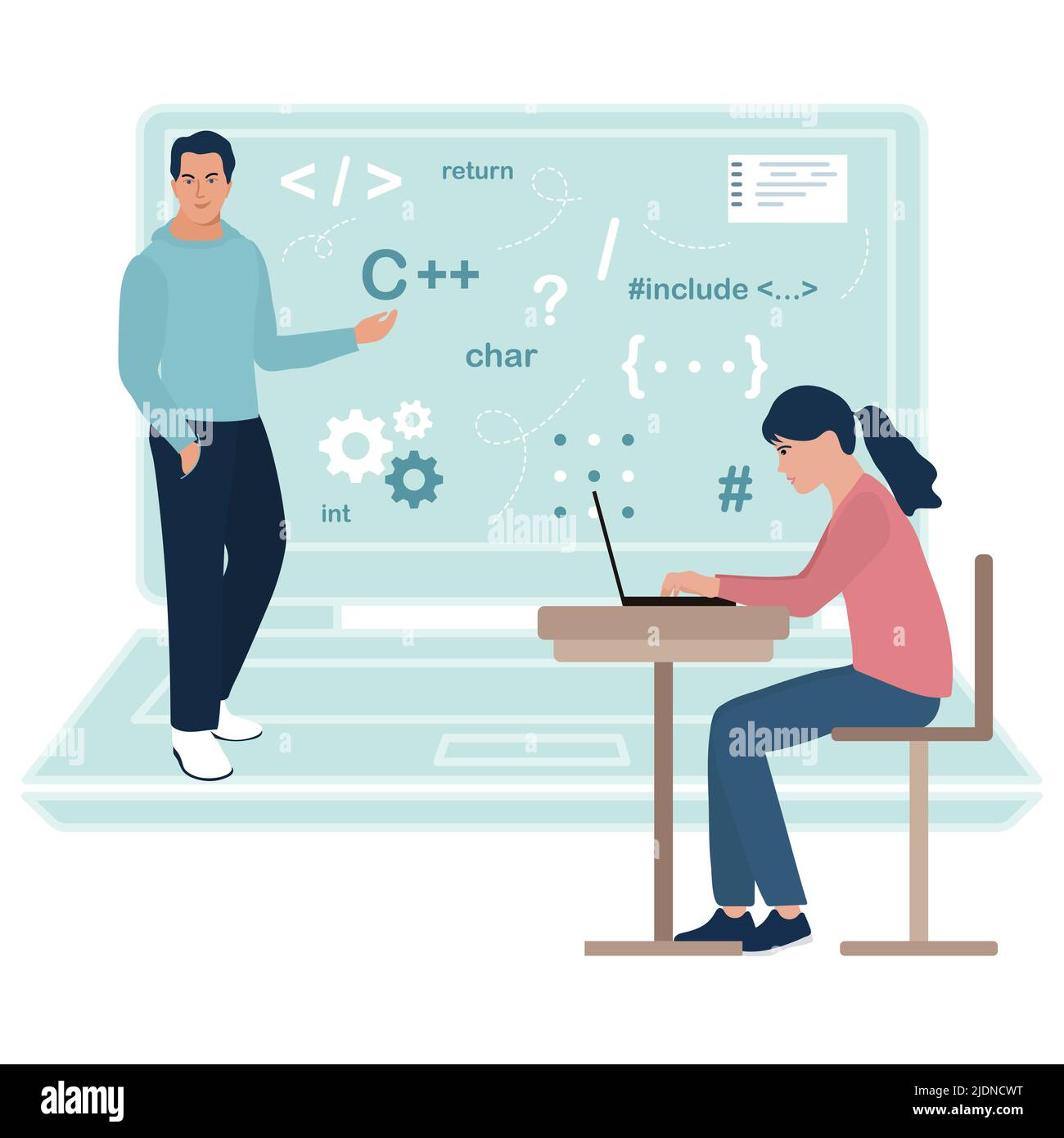 Computer programming college student Stock Vector Images - Alamy