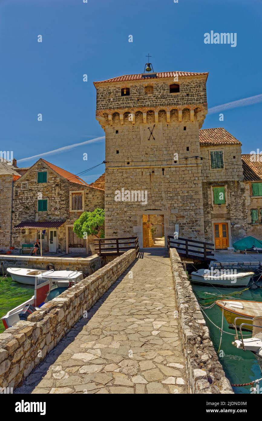 Gomilica castle at Kastela between Split and Trogir in the Central Dalmatian region of Croatia. It featured as Braavos in the 'Game of Thrones' series Stock Photo
