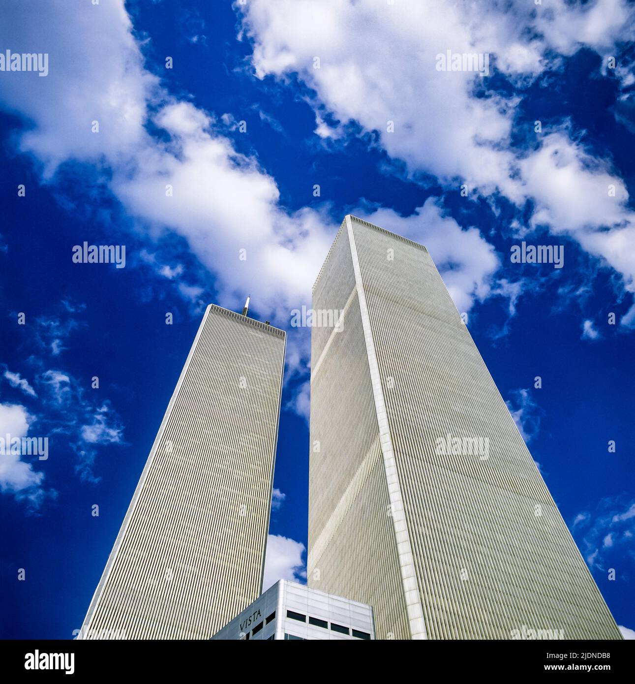 New York 1980s, WTC World Trade Center twin towers, prior before 9 11 2001 9/11/2001, financial district, lower Manhattan, New York City, NYC, NY, USA, Stock Photo