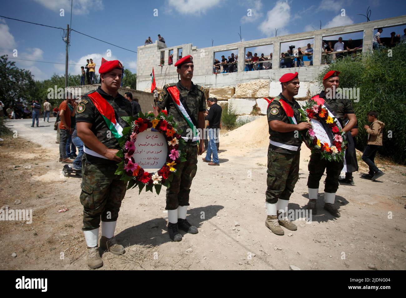 Nablus, Palestine. 22nd June, 2022. Honour guards take their positions ...